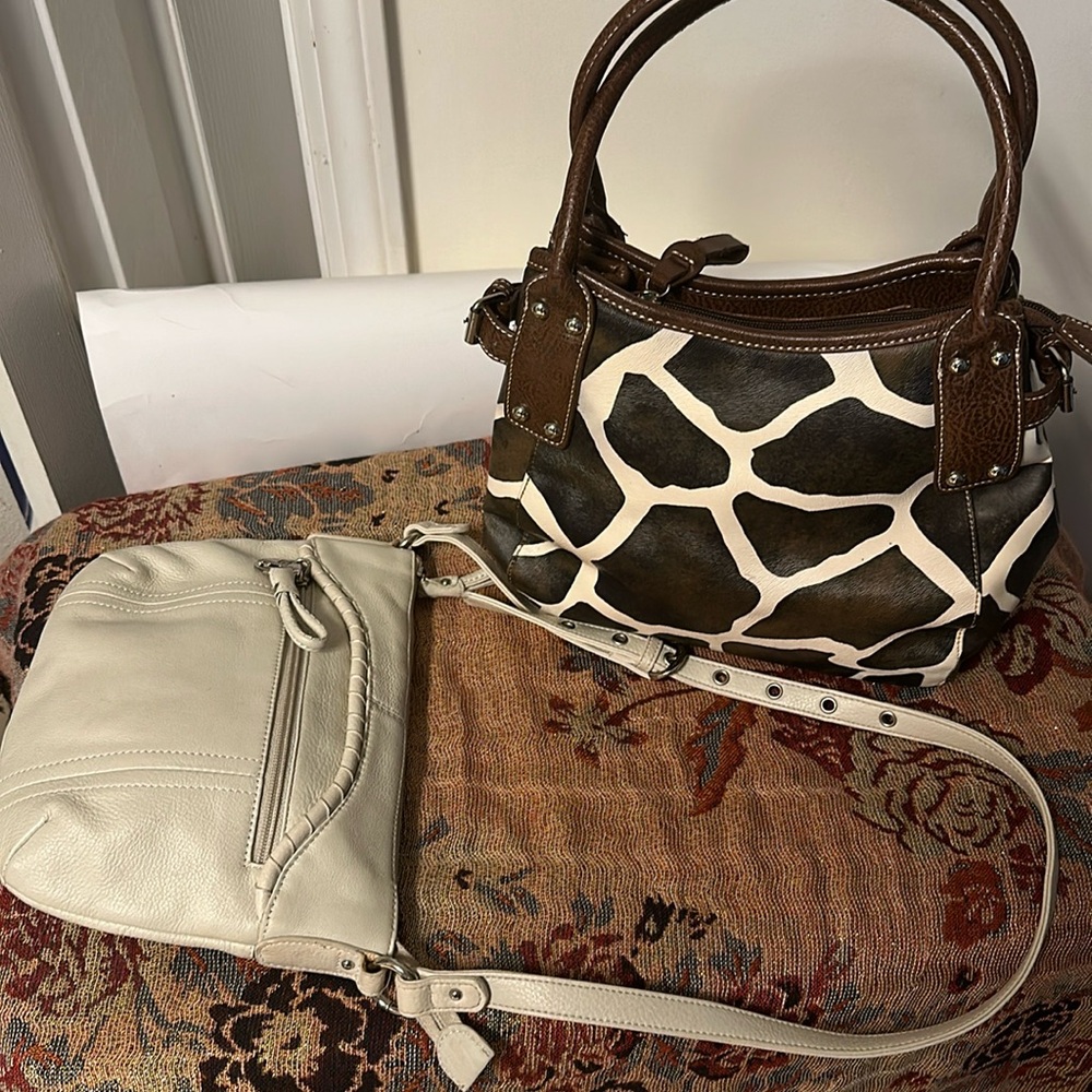 Bundle of two purses one animal print one beige
